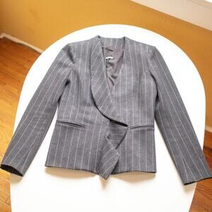 Saylor Dark Gray Pinstripe A-Symmetrical Collar Blazer Size Small